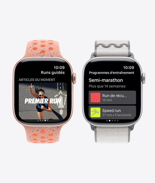 Appareils Apple Watch Series 11, app Nike Run Club, courses guidées et programmes d’entraînements