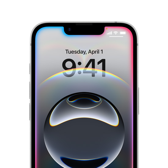 iPhone 16e s barevně zářícími okraji zamknuté obrazovky.