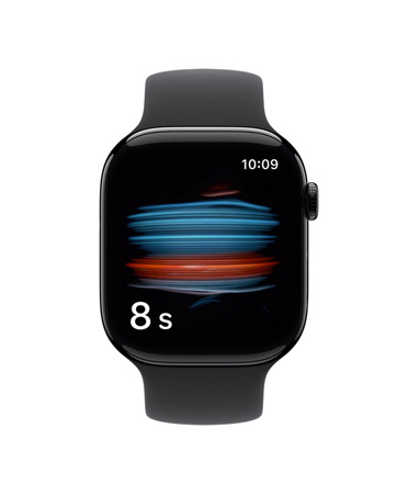 Apple Watch Series 11, cassa in alluminio color Jet Black lucido, app Salute che misura i livelli di ossigeno nel sangue, cinturino Sport nero