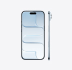 iPhone Air، الجزء الأمامي الخارجي، لون أزرق سماوي، Dynamic Island في الوسط أعلى الشاشة، الجزء الجانبي، تصميم نحيف للغاية، الزر الجانبي، زر التحكم في الكاميرا