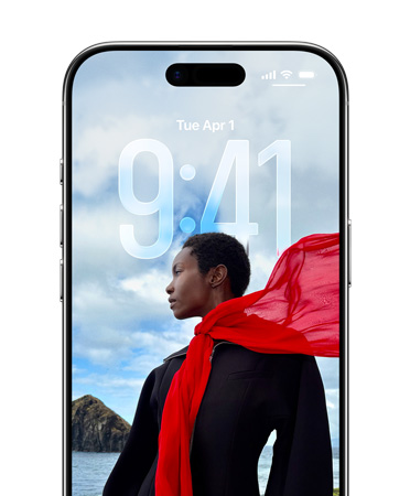 Ecran de blocare iPhone afișând ora adaptată la fotografia de pe Ecranul de blocare